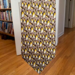 Banana Republic silk grey tie with penguin pattern